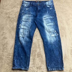 Southpole Distressed Denim Jeans Blue Cotton Mens 36x30 Y2K Grunge